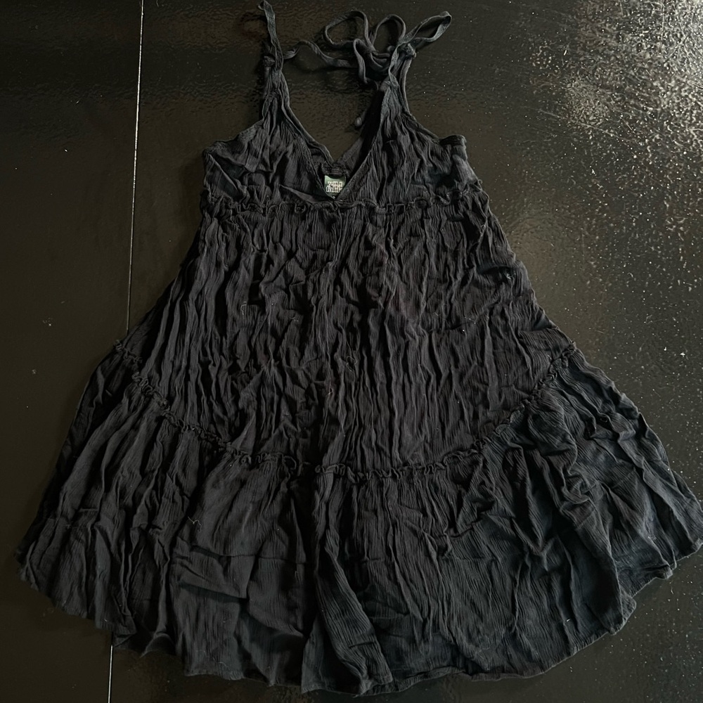 ❌ SOLD Wild Fable Black Cotton Tiered Ruffle Summer Spaghetti Strap Dress XS